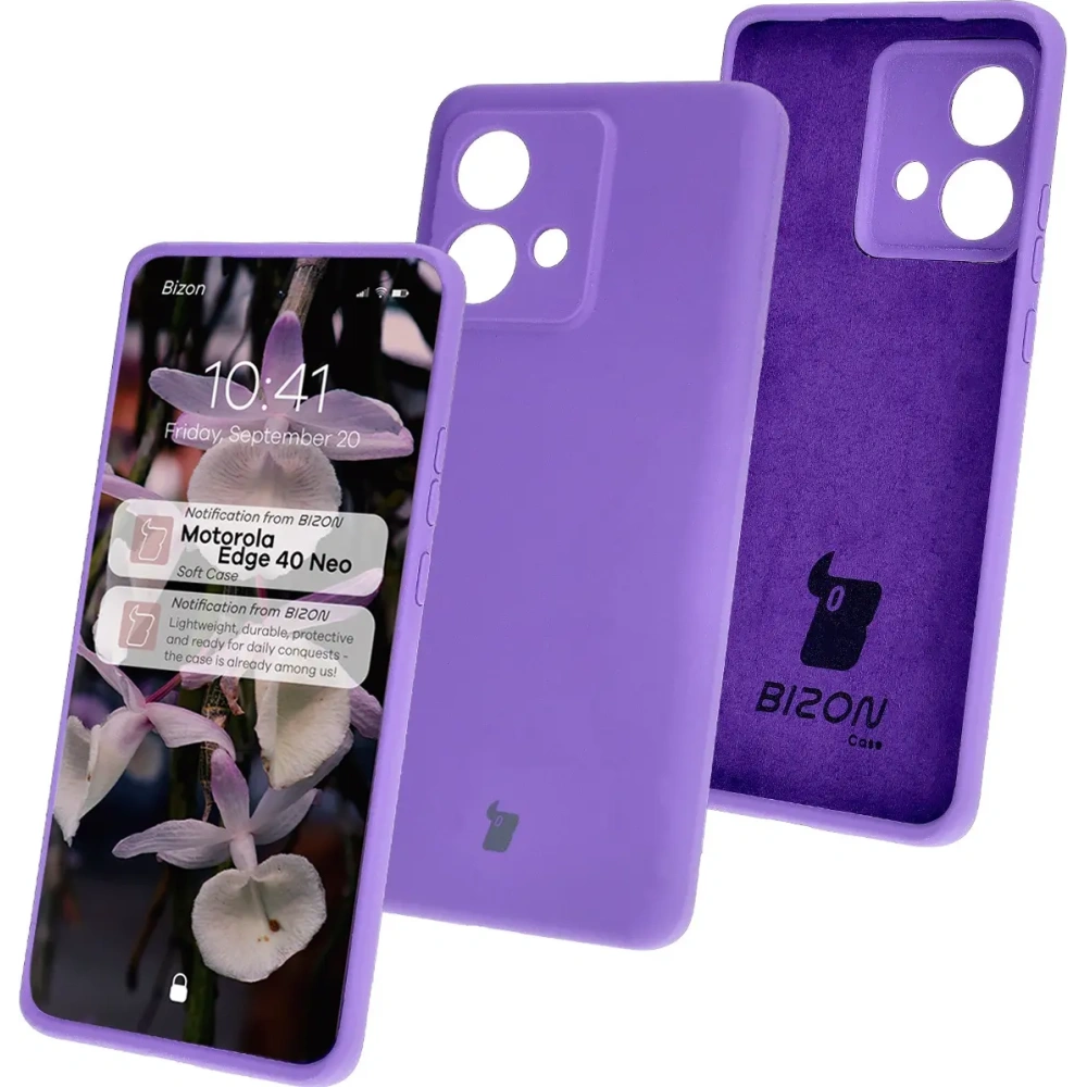 Silikonowe etui Bizon Soft Case do Motorola Edge 40 Neo głęboki fiolet