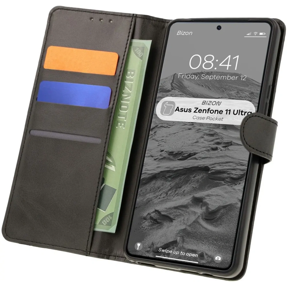 Etui z klapką Bizon Case Pocket do Asus Zenfone 11 Ultra czarne