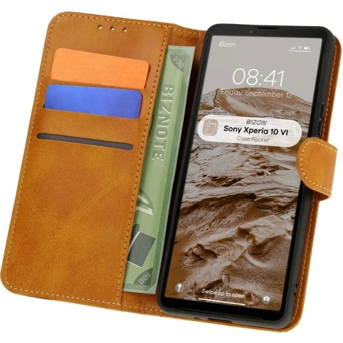 Kup Etui z klapką Bizon Case Pocket do Sony Xperia 10 VI brązowe - BIZ7016 - {ean13} - Sklep Home Screen