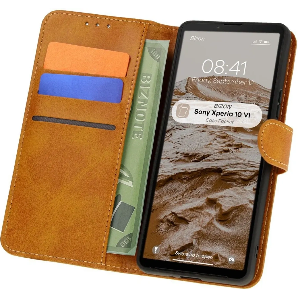 Etui z klapką Bizon Case Pocket do Sony Xperia 10 VI brązowe