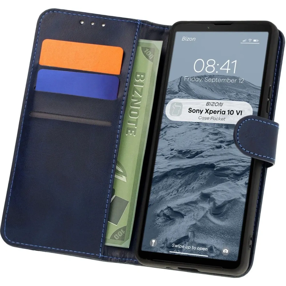 Etui z klapką Bizon Case Pocket do Sony Xperia 10 VI granatowe