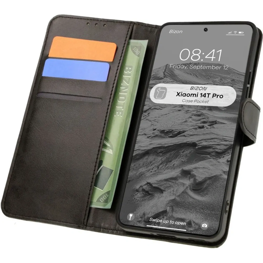 Etui z klapką Bizon Case Pocket do Xiaomi 14T Pro czarne