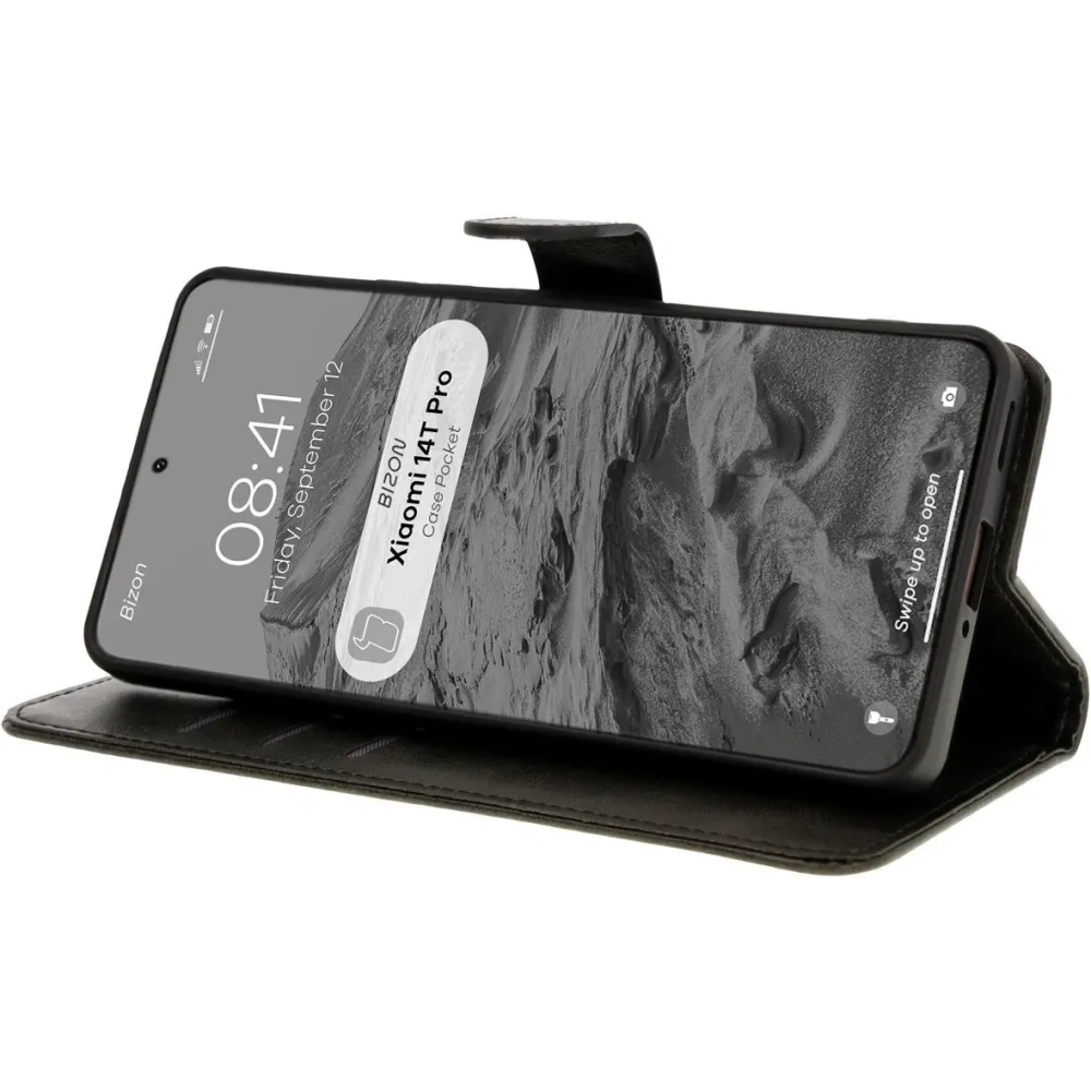 Etui z klapką Bizon Case Pocket do Xiaomi 14T Pro czarne