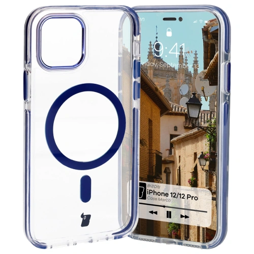 Kup Bizon Case Marco Apple iPhone 12 Pro / 12 klar mit blauem Rahmen - BIZ7023 - {ean13} - Sklep Home Screen