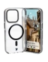 Etui z pierścieniem magnetickým Bizon Case Marco pro Apple iPhone 14 Pro průhledné s černým rámem