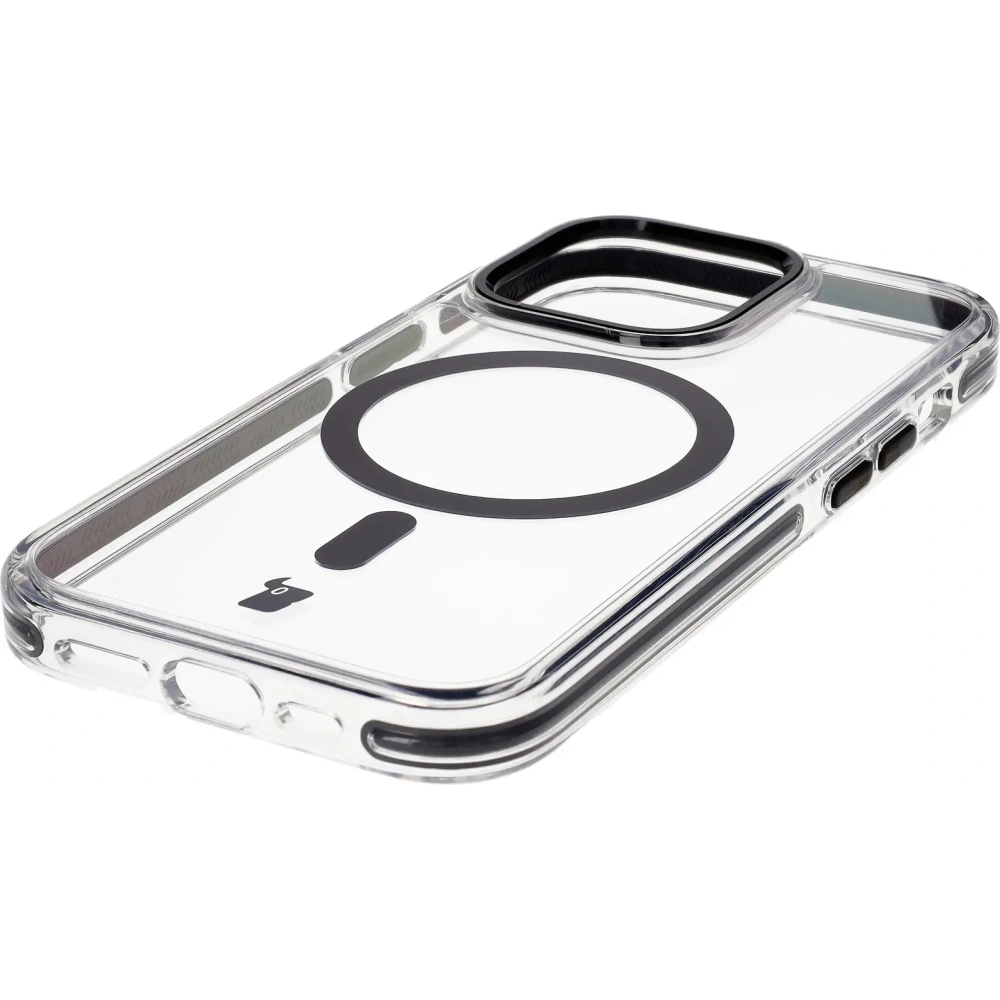 Etui z pierścieniem magnetycznym Bizon Case Marco do Apple iPhone 14 Pro przezroczyste z czarną ramką