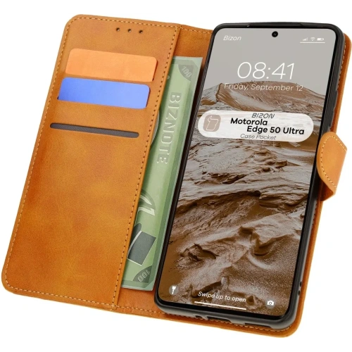 Kup Etui z klapką Bizon Case Pocket do Motorola Edge 50 Ultra hnědé - BIZ7031 - {ean13} - Sklep Home Screen