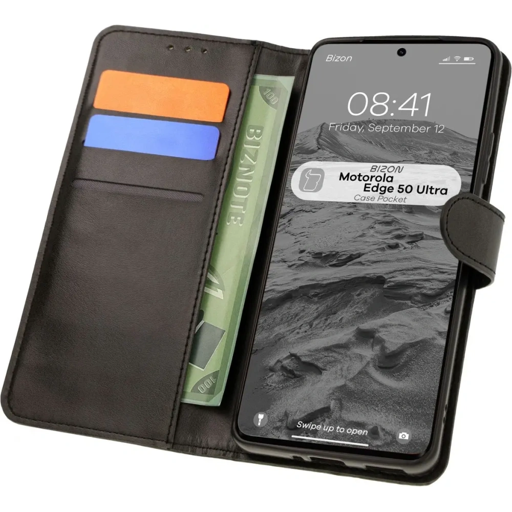Etui z klapką Bizon Case Pocket do Motorola Edge 50 Ultra czarne
