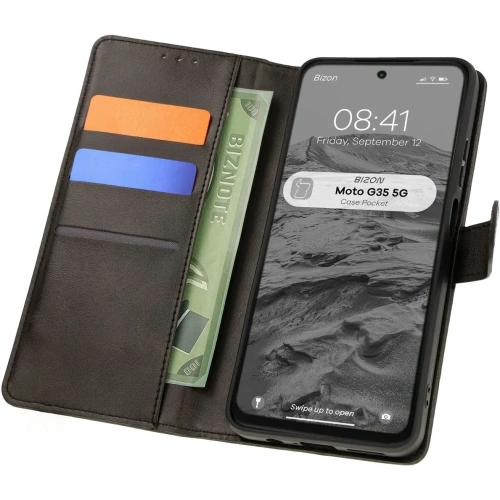 Kup Etui z klapką Bizon Case Pocket do Motorola Moto G35 5G czarne - BIZ7035 - {ean13} - Sklep Home Screen