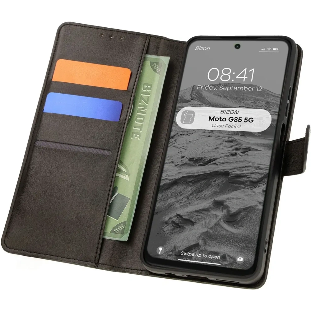 Etui z klapką Bizon Case Pocket do Motorola Moto G35 5G czarne