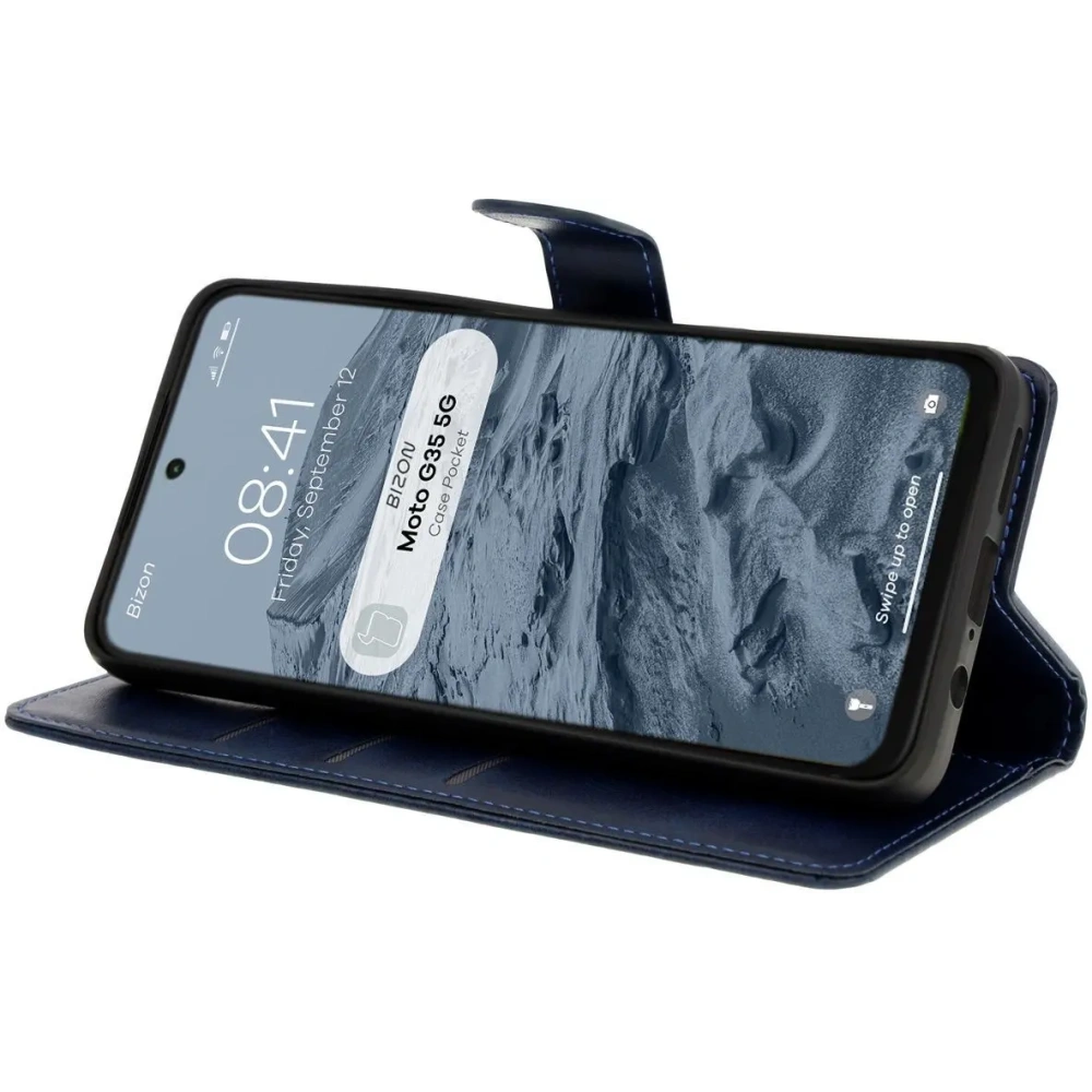 Etui z klapką Bizon Case Pocket do Motorola Moto G35 5G granatowe