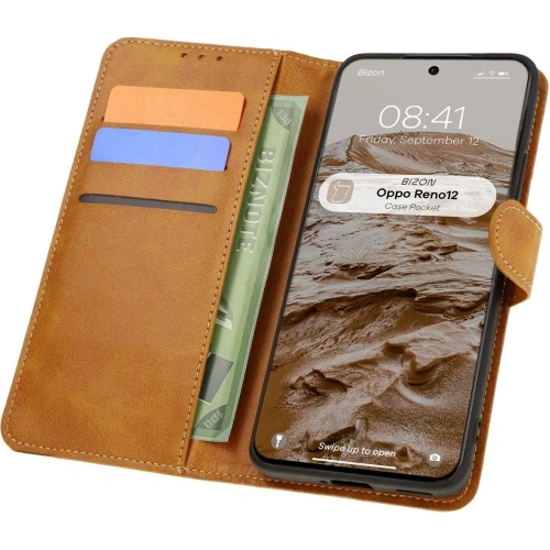 Kup Etui z klapką Bizon Case Pocket do Oppo Reno 12 brązowe - BIZ7037 - {ean13} - Sklep Home Screen