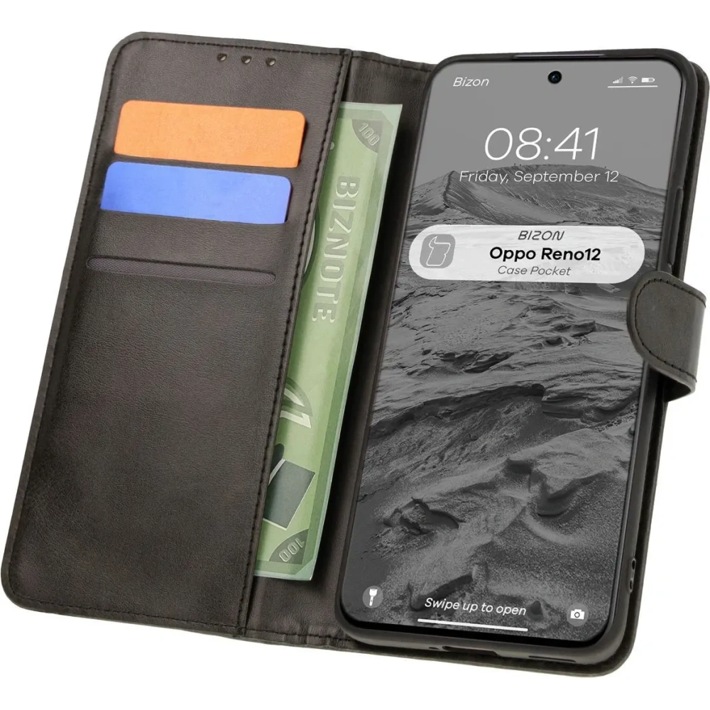 Etui z klapką Bizon Case Pocket do Oppo Reno 12 czarne