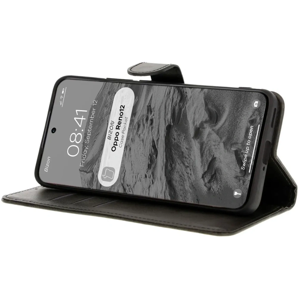 Etui z klapką Bizon Case Pocket do Oppo Reno 12 czarne