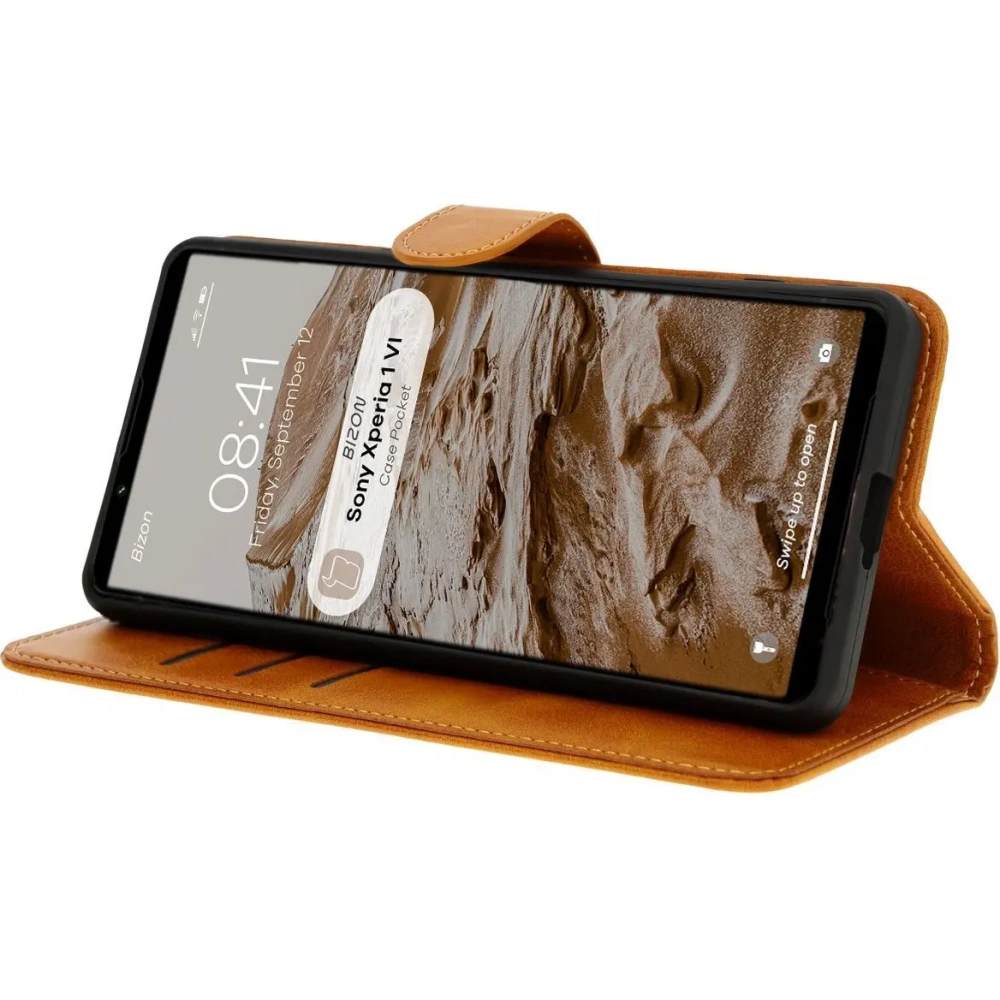 Etui z klapką Bizon Case Pocket do Sony Xperia 1 VI brązowe