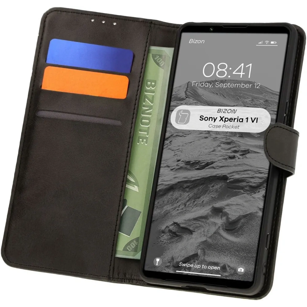 Etui z klapką Bizon Case Pocket do Sony Xperia 1 VI czarne