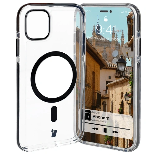 Kup Etui s magnetickým kroužkem Bizon Case Marco pro Apple iPhone 11 průhledné s černým rámečkem - BIZ7043 - {ean13} - Sklep Home Screen
