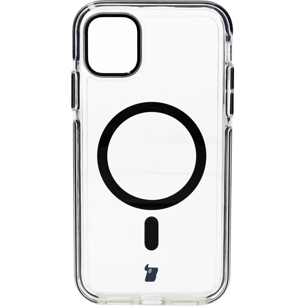 Etui z pierścieniem magnetycznym Bizon Case Marco do Apple iPhone 11 przezroczyste z czarną ramką