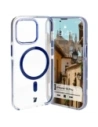 Etui s magnetickým kroužkem Bizon Case Marco pro Apple iPhone 13 Pro průhledné s modrým rámečkem