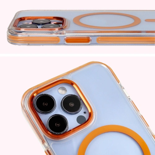 Kup Etui z pierścieniem magnetickým Bizon Case Marco do Apple iPhone 13 Pro průhledné s oranžovým rámem - BIZ7045 - {ean13} - Sklep Home Screen