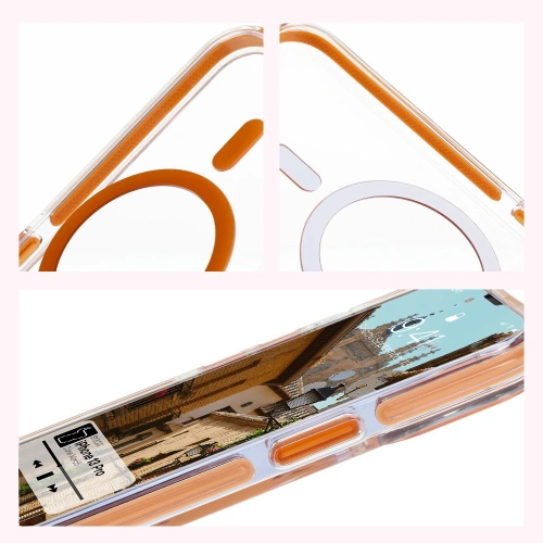 Kup Etui z pierścieniem magnetickým Bizon Case Marco do Apple iPhone 13 Pro průhledné s oranžovým rámem - BIZ7045 - {ean13} - Sklep Home Screen