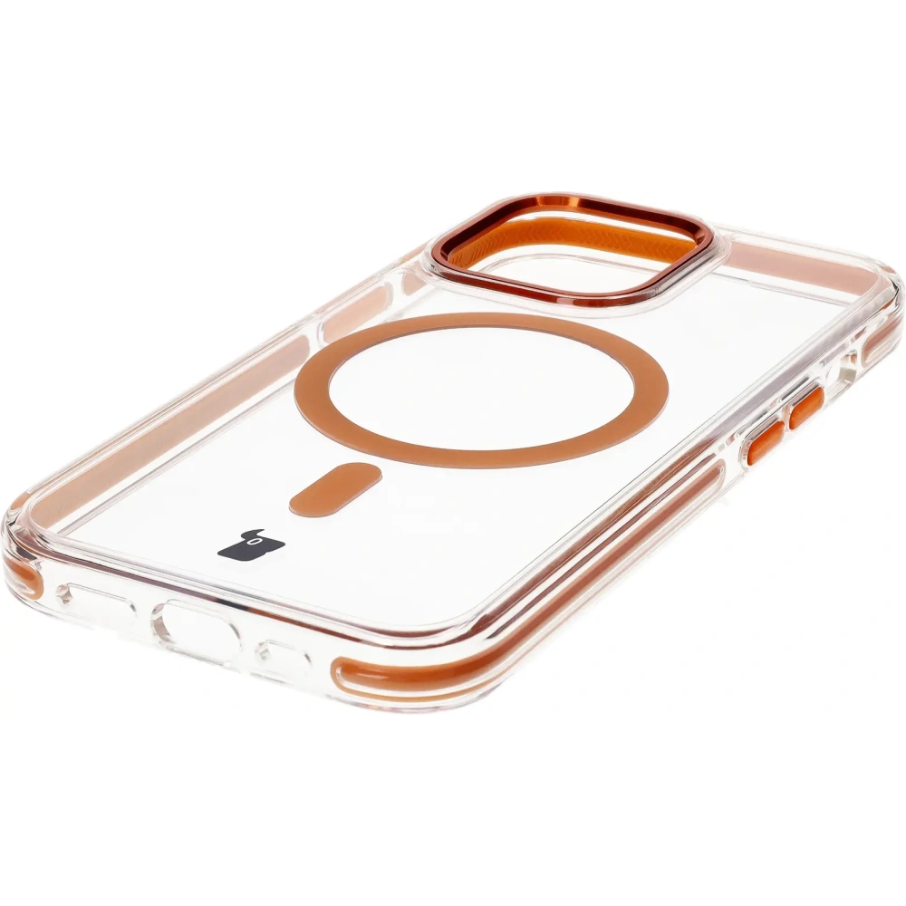 Etui z pierścieniem magnetycznym Bizon Case Marco do Apple iPhone 13 Pro przezroczyste z pomarańczową ramką