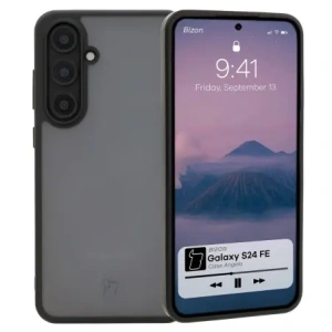 Etui Bizon Case Angelo do Samsung Galaxy S24 FE kouřové s černým rámečkem