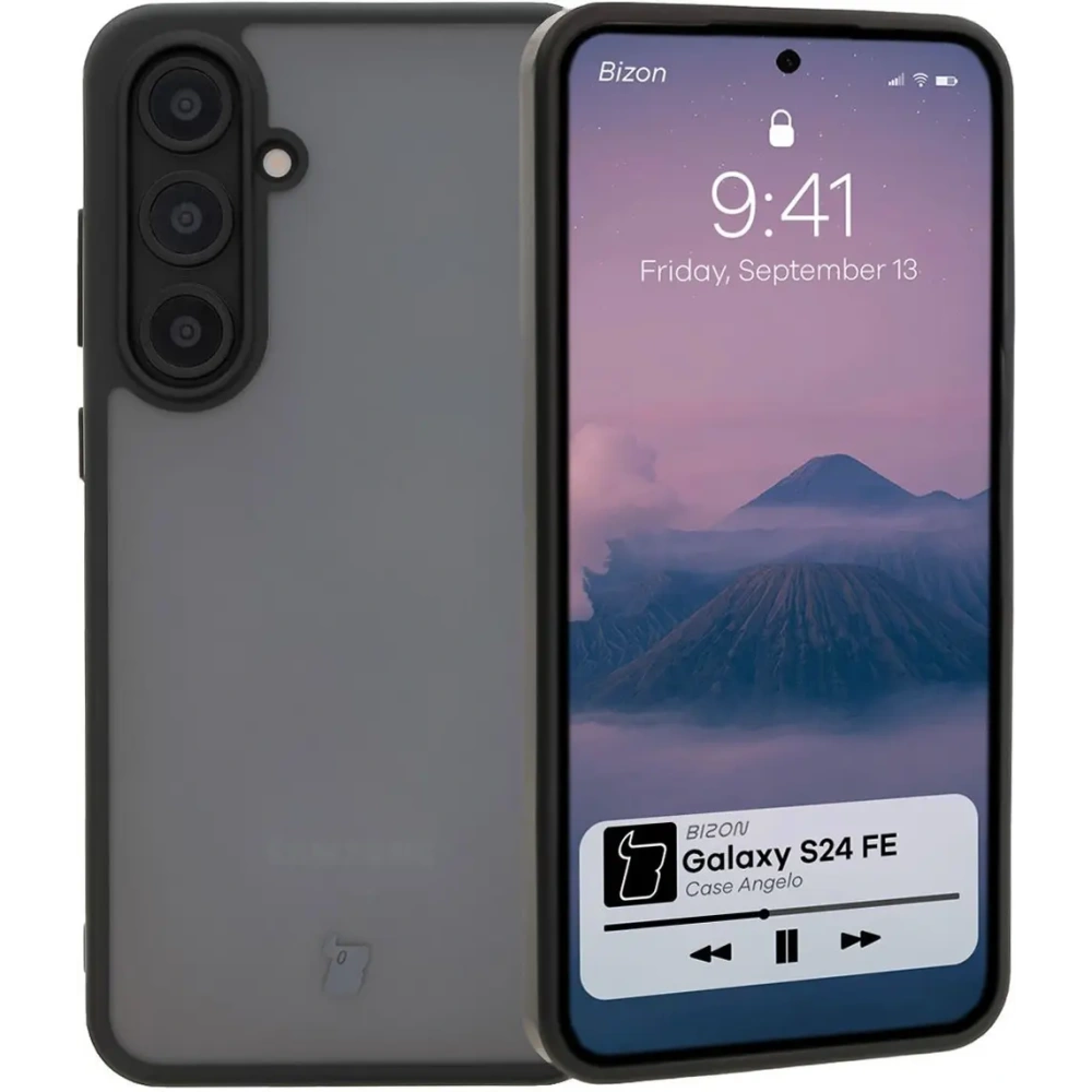Etui Bizon Case Angelo do Samsung Galaxy S24 FE przydymione z czarną ramką