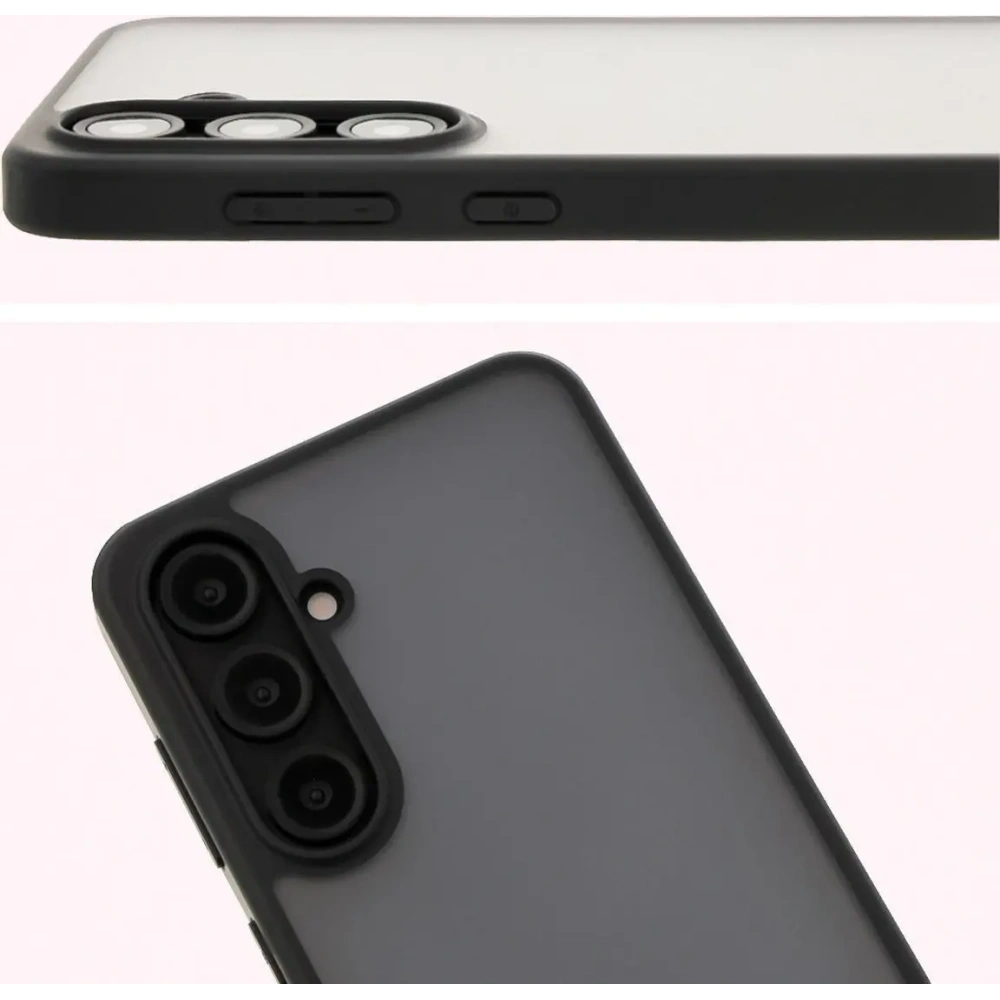 Etui Bizon Case Angelo do Samsung Galaxy S24 FE przydymione z czarną ramką