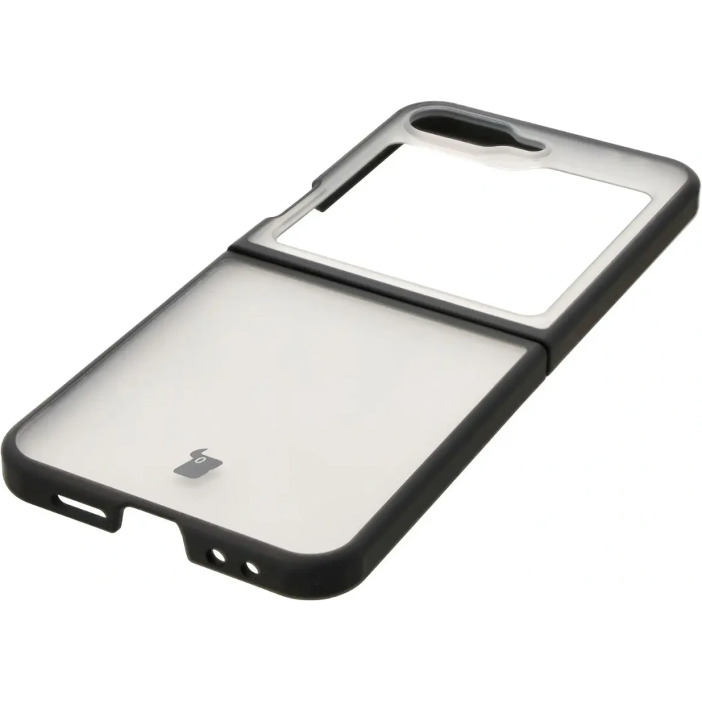 Etui Bizon Case Angelo do Samsung Galaxy Z Flip6 / 7 FE przydymione z czarną ramką