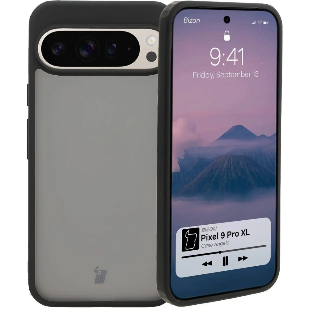Etui Bizon Case Angelo do Google Pixel 9 Pro XL przydymione z czarną ramką