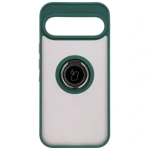 Kup Etui z uchwytem na palec Bizon Case Hybrid Ring do Google Pixel 9 / 9 Pro przydymione z ciemnozieloną ramką - BIZ7053 - {ean13} - Sklep Home Screen