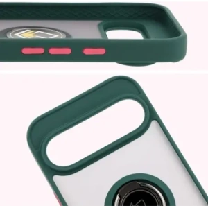 Kup Etui z uchwytem na palec Bizon Case Hybrid Ring do Google Pixel 9 / 9 Pro przydymione z ciemnozieloną ramką - BIZ7053 - {ean13} - Sklep Home Screen