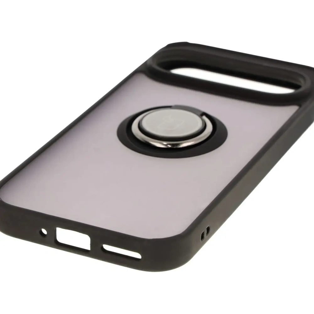 Etui z uchwytem na palec Bizon Case Hybrid Ring do Google Pixel 9 / 9 Pro przydymione z czarną ramką