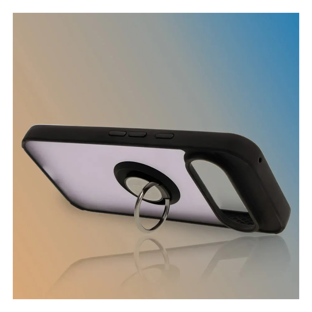 Etui z uchwytem na palec Bizon Case Hybrid Ring do Google Pixel 9 / 9 Pro przydymione z czarną ramką