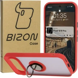 Kup Etui z uchwytem na palec Bizon Case Hybrid Ring do Google Pixel 9 / 9 Pro przydymione z czerwoną ramką - BIZ7055 - {ean13} - Sklep Home Screen