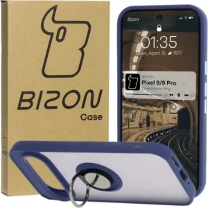 Kup Etui z uchwytem na palec Bizon Case Hybrid Ring do Google Pixel 9 / 9 Pro przydymione z granatową ramką - BIZ7056 - {ean13} - Sklep Home Screen