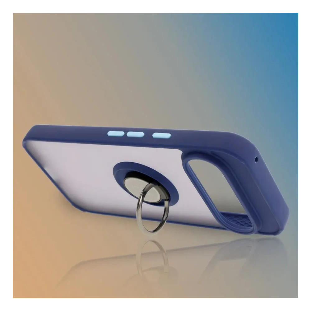 Etui z uchwytem na palec Bizon Case Hybrid Ring do Google Pixel 9 / 9 Pro przydymione z granatową ramką