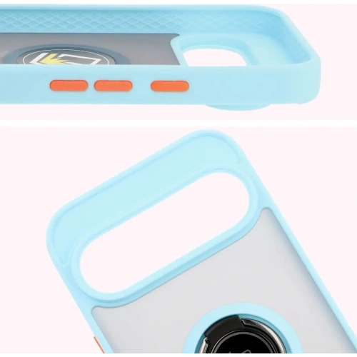 Kup Bizon Case Hybrid Ring Google Pixel 9 / 9 Pro rauchig mit einem hellblauen Rahmen - BIZ7057 - {ean13} - Sklep Home Screen