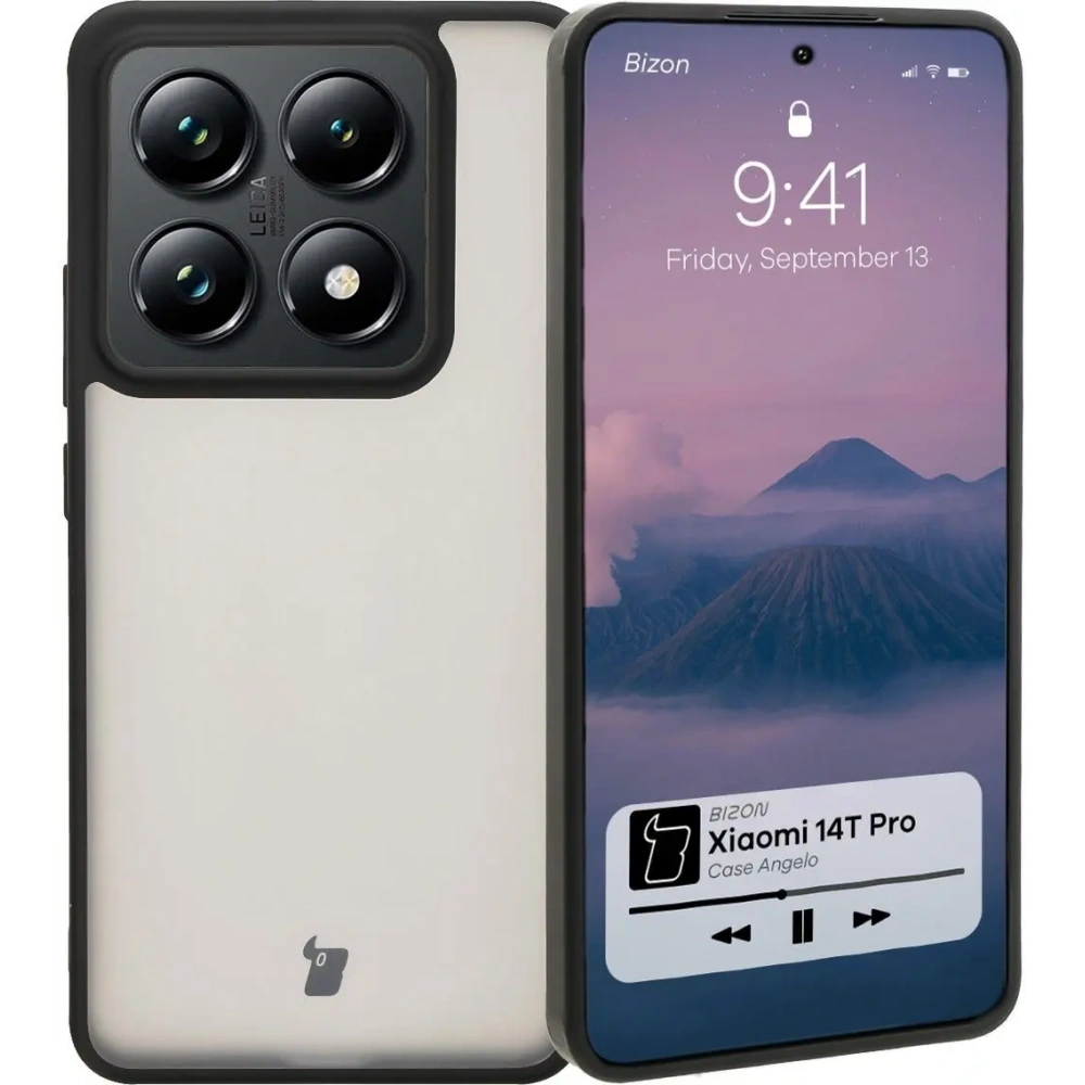 Etui Bizon Case Angelo do Xiaomi 14T Pro przydymione z czarną ramką