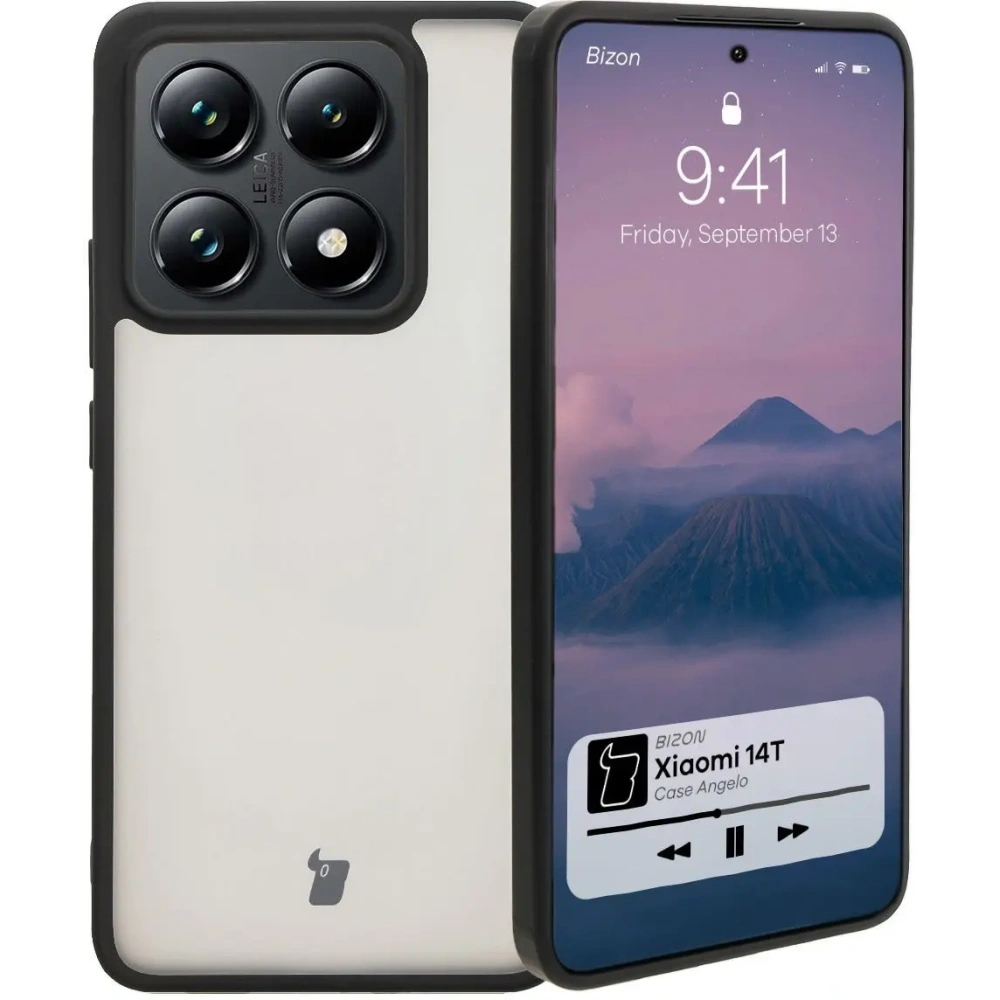Etui Bizon Case Angelo do Xiaomi 14T przydymione z czarną ramką