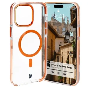 Kup Etui z pierścieniem magnetickým Bizon Case Marco do Apple iPhone 14 Pro Max průhledné s oranžovým rámem - BIZ7075 - {ean13} - Sklep Home Screen