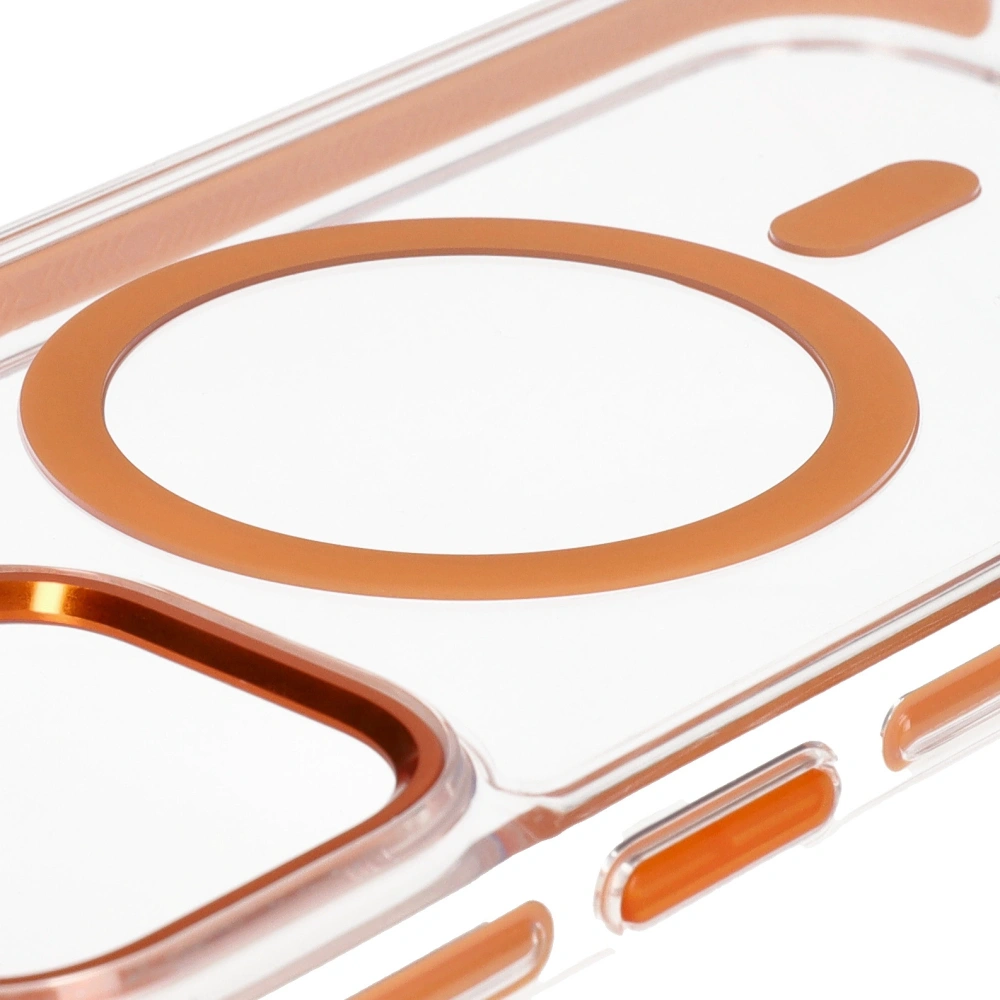 Etui z pierścieniem magnetycznym Bizon Case Marco do Apple iPhone 14 Pro Max przezroczyste z pomarańczową ramką