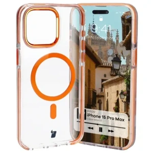 Kup Etui z pierścieniem magnetycznym Bizon Case Marco do Apple iPhone 15 Pro Max przezroczyste z pomarańczową ramką - BIZ7076 - {ean13} - Sklep Home Screen