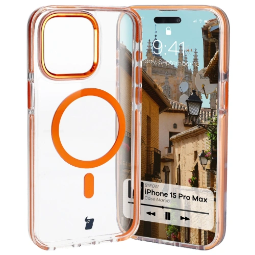 Buy Bizon Case Marco Apple iPhone 15 Pro Max clear with orange frame - BIZ7076 - {ean13} - Home Screen Store Europe