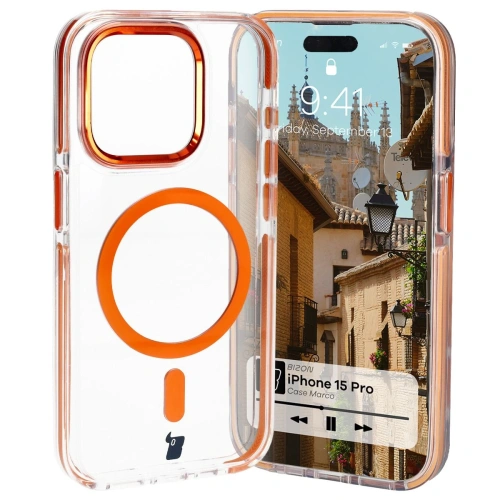 Kup Bizon Case Marco Apple iPhone 15 Pro átlátszó narancssárga kerettel - BIZ7077 - {ean13} - Sklep Home Screen