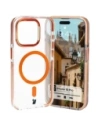Etui z pierścieniem magnetycznym Bizon Case Marco do Apple iPhone 15 Pro przezroczyste z pomarańczową ramką