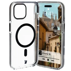 Kup Etui z pierścieniem magnetycznym Bizon Case Marco do Apple iPhone 15 przezroczyste z czarną ramką - BIZ7078 - {ean13} - Sklep Home Screen