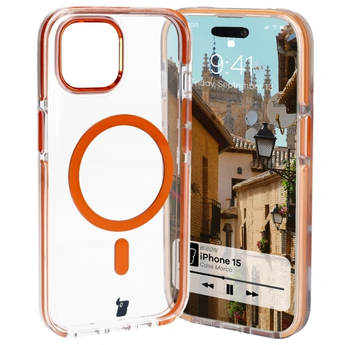 Buy Bizon Case Marco Apple iPhone 15 clear with orange frame - BIZ7080 - {ean13} - Home Screen Store Europe