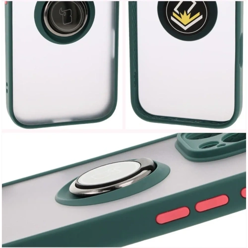 Kup Etui z uchwytem na palec Bizon Case Hybrid Ring do Apple iPhone 16 Pro Max kouřové s tmavě zeleným rámečkem - BIZ7081 - {ean13} - Sklep Home Screen